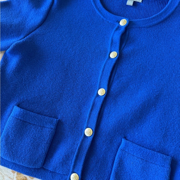 J Crew Ladies Jacket Sweater Sz Med Blue EUC - Picture 3 of 5